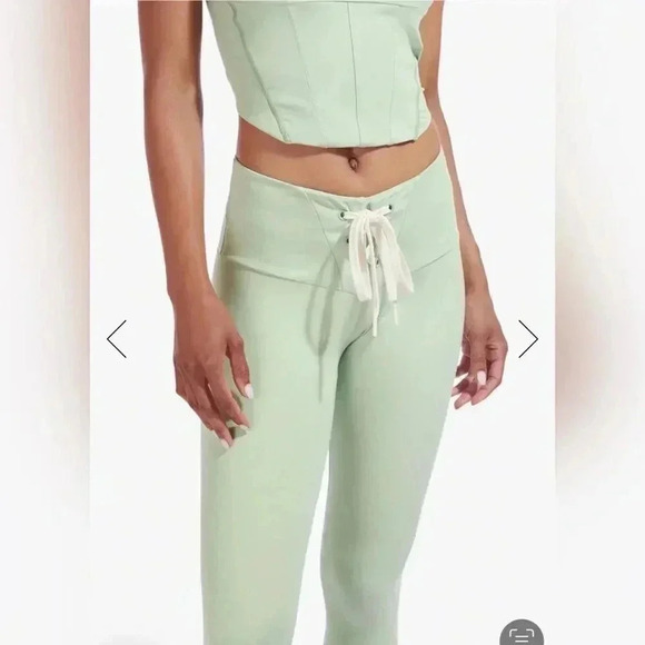 STAUD x New Balance Lace Up Tight Corset Leggings in Sage Green NEW - Picture 6 of 7